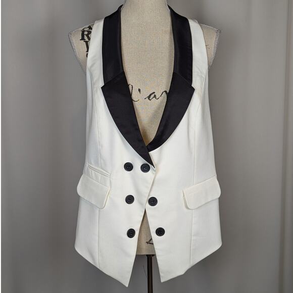 Y2K BB Dakota Tuxedo Style Vest Black and White Size Large - Picture 13 of 13